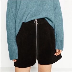 Zara Black Suede Skirt with Zipper size S